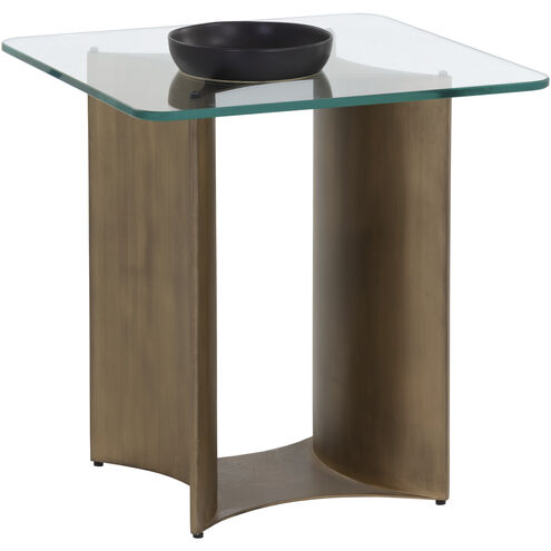 Denver 22 X 22 inch Clear / Antique Brass Side Table